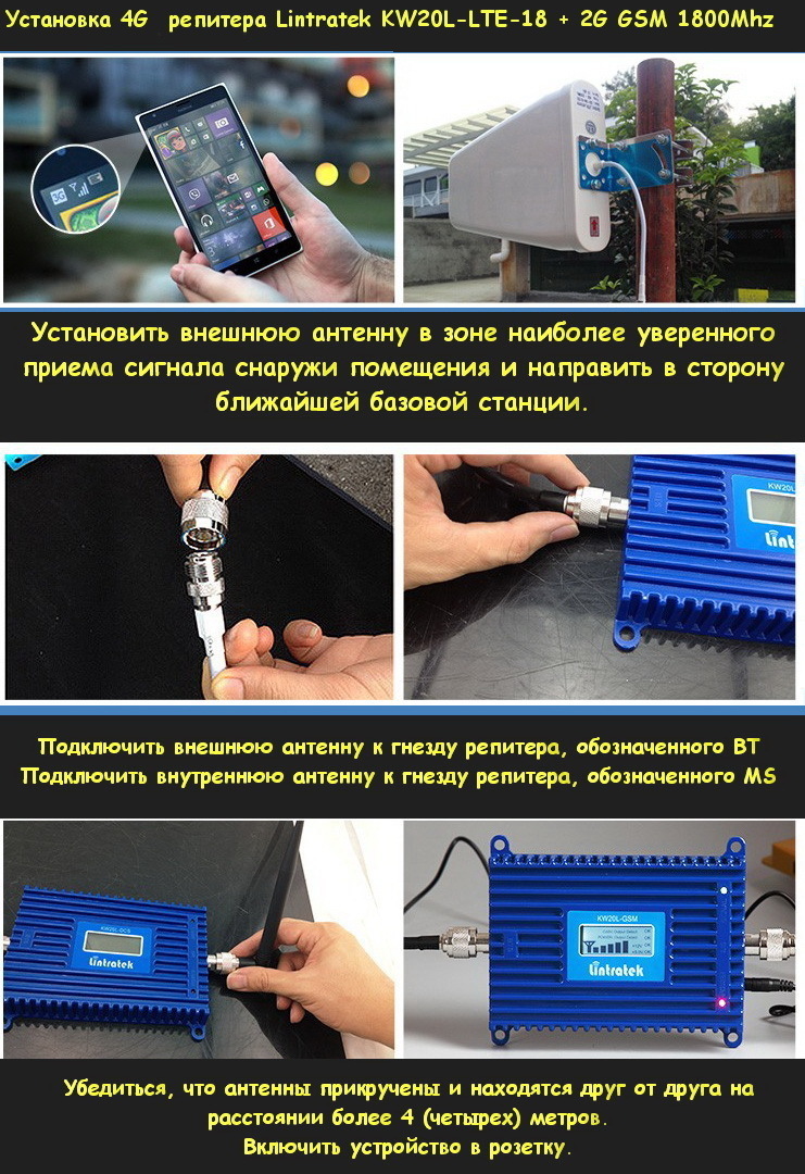 4G Lintratek KW20L-LTE-18 Репитер Lintratek KW20L-LTE-1800Mhz